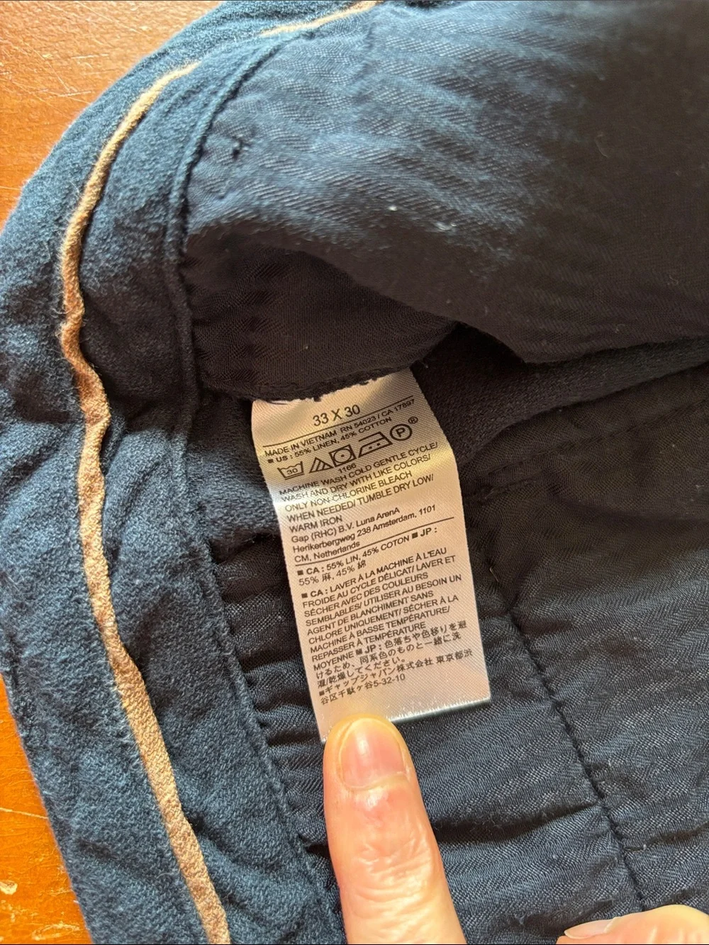Banana Republic Navy Linen Blend Straight Leg Pants Flat Front